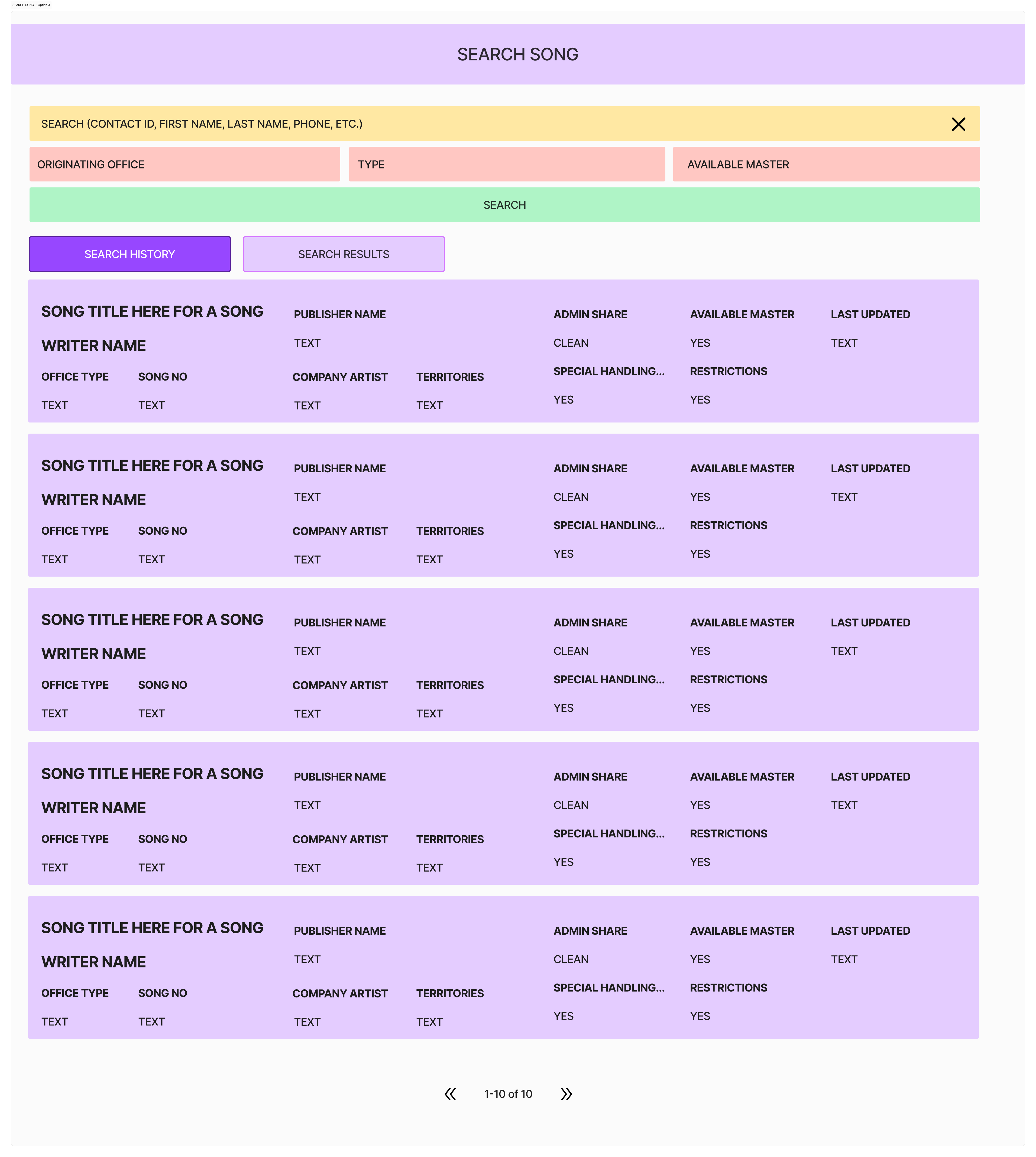 Song search wireframe option 3